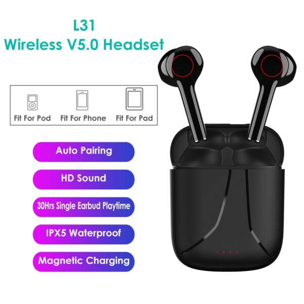 IPX5 Waterproof Wireless 5.0 TWS Earbuds Wireless Headsets w/ Mic - Image 2