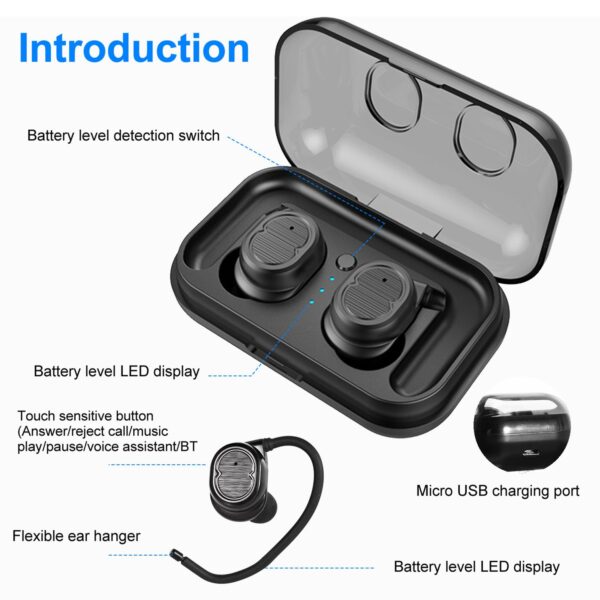 TWS Wireless 5.0 Earbuds IPX4 Touch In-Ear Stereo Earphone Noise Canceling Earpieces 32.8 ft Transmission Range - Image 11