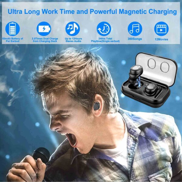 TWS Wireless 5.0 Earbuds IPX4 Touch In-Ear Stereo Earphone Noise Canceling Earpieces 32.8 ft Transmission Range - Image 3