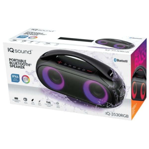 IQ Sound Portable Water-Resistant BT Speaker with RGB Light Panel - Image 2